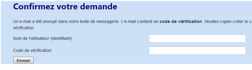 Attente du code de vérification